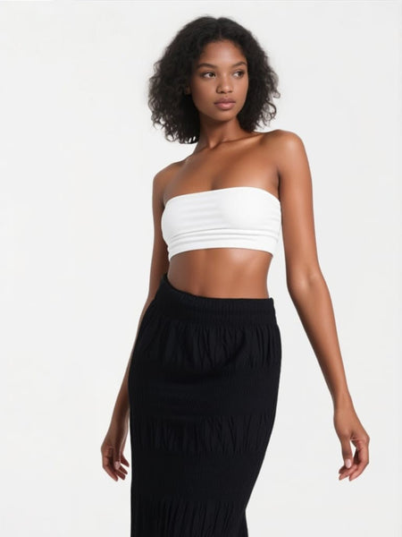 Gathered Ruched Midi Skirt