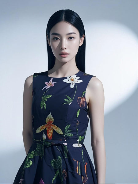 Midnight Orchid Bloom Dress