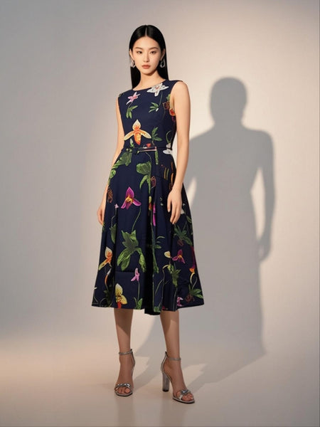 Midnight Orchid Bloom Dress