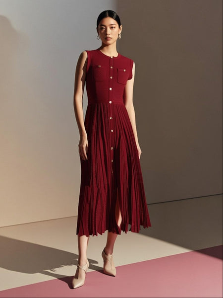 Structured Bodice Pockets Knit Dress