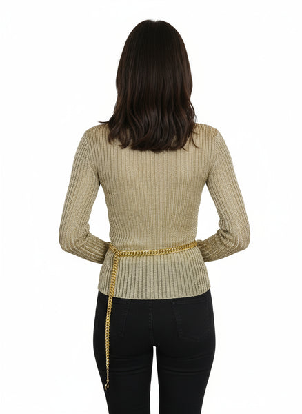 Ribbed Knit Fitted Silhouette Top