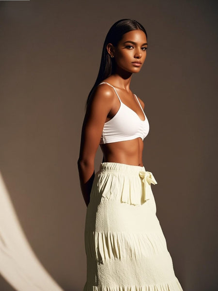 Gathered Ruched Midi Skirt