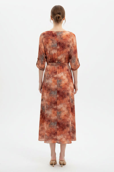 Tie-dye Midi Wrap Dress