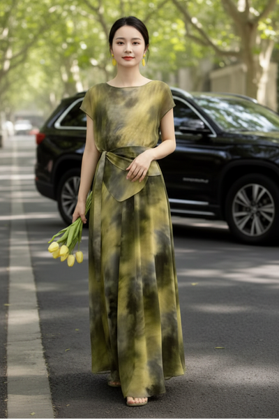 Tie-dye Top & Maxi Skirt Set