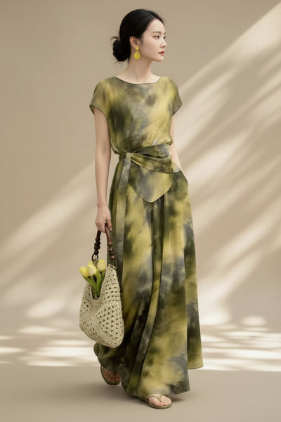 Tie-dye Top & Maxi Skirt Set
