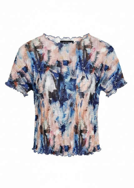 Abstract Print Wrinkled Top