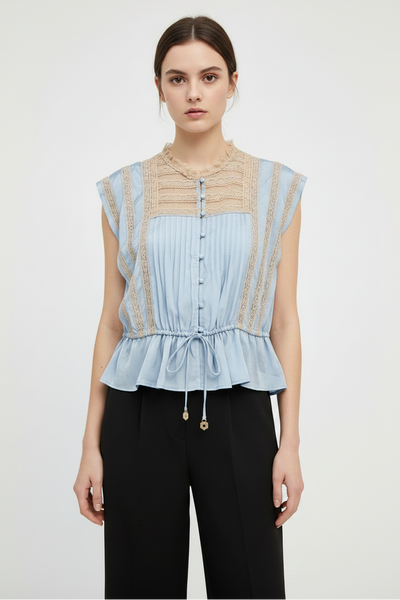 Ruffle-lace Peplum Blouse