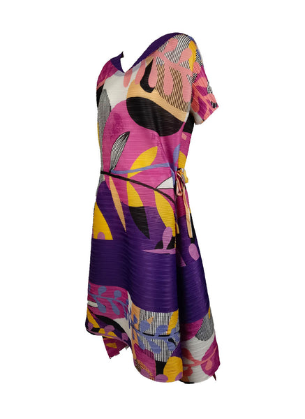 1250011 V-Neck Pleated Drawstring Waist Dress *Last Piece