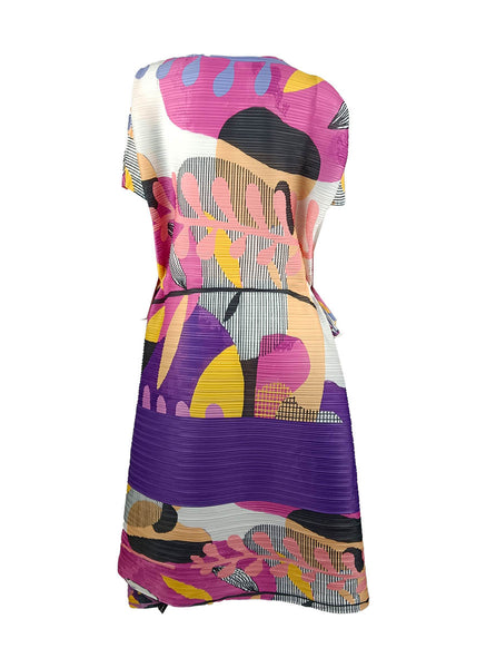 1250011 V-Neck Pleated Drawstring Waist Dress *Last Piece