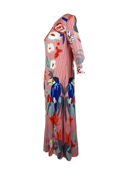 1250035 Printed Long Sleeve Pleats Dress *Last Piece