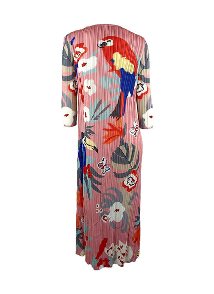 1250035 Printed Long Sleeve Pleats Dress *Last Piece