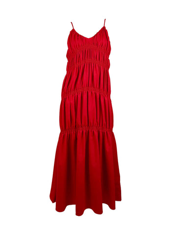 1250039 V-Neck Sleeveless Pleated Maxi Dress