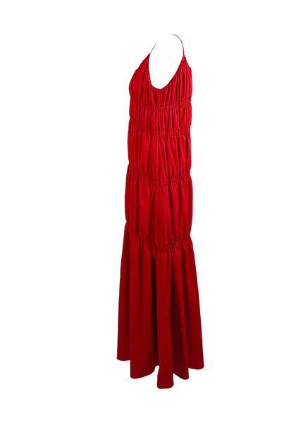 1250039 V-Neck Sleeveless Pleated Maxi Dress