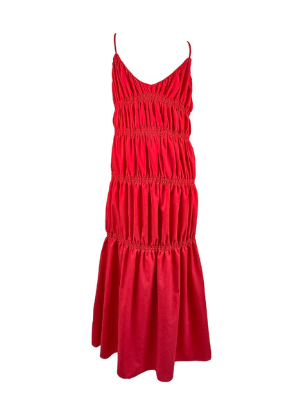 1250039 V-Neck Sleeveless Pleated Maxi Dress