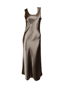 1250040 Round Neck Satin Sleeveless Dress *Last Piece