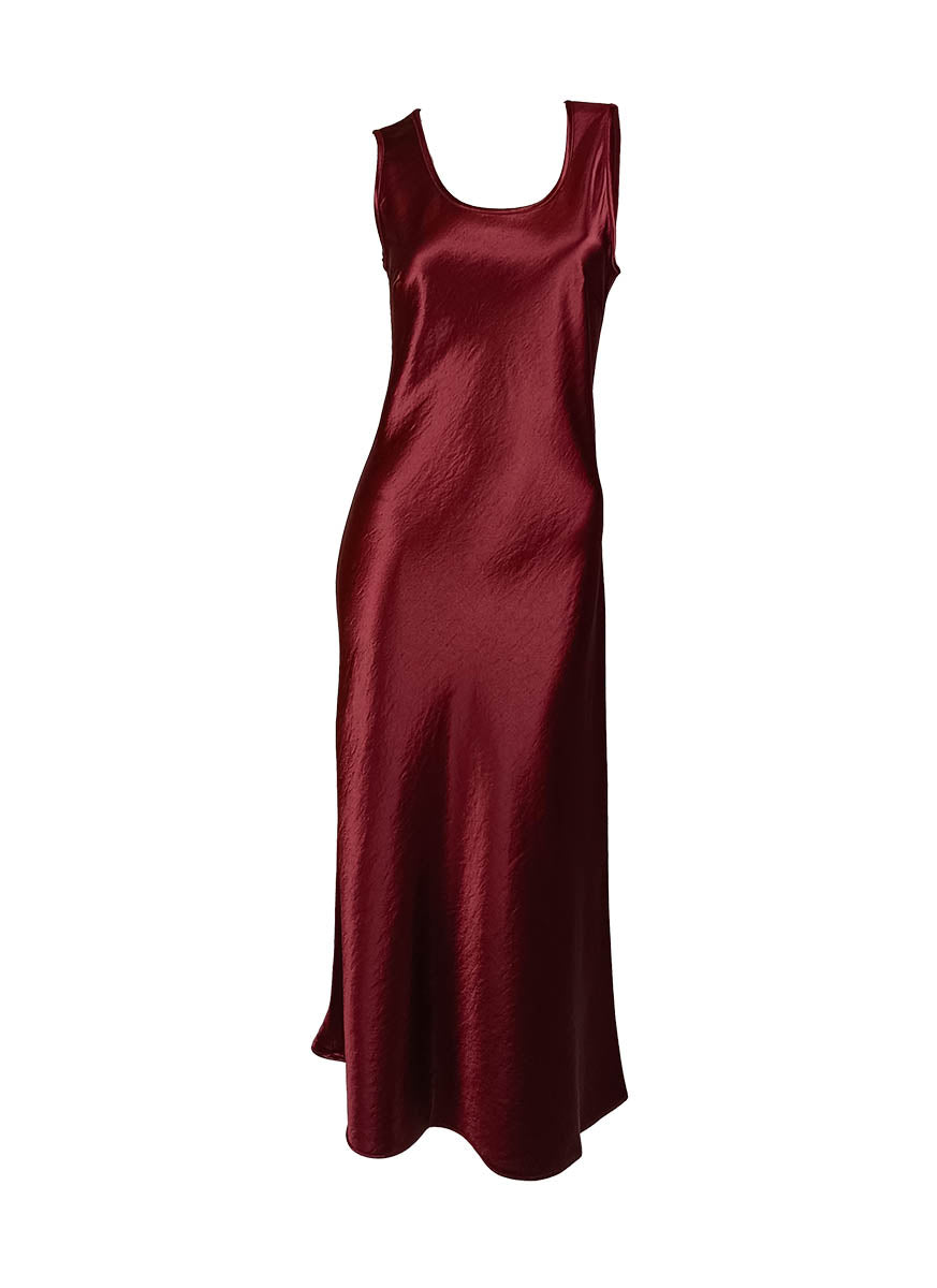 1250040 Round Neck Satin Sleeveless Dress *Last Piece