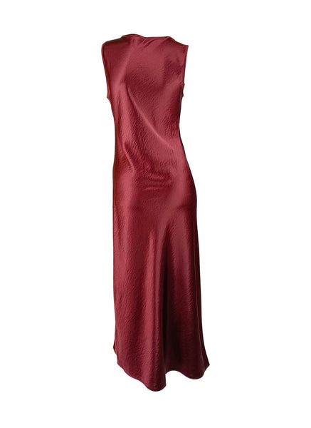 1250040 Round Neck Satin Sleeveless Dress *Last Piece