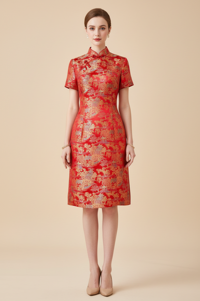 Short Sleeves Brocade Cheongsam