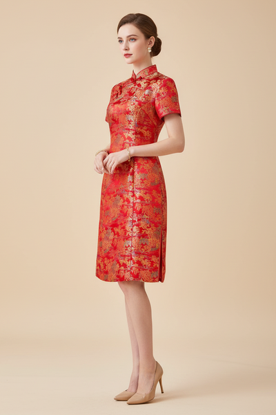 Short Sleeves Brocade Cheongsam