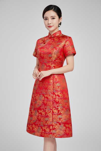 Short Sleeves Brocade Cheongsam