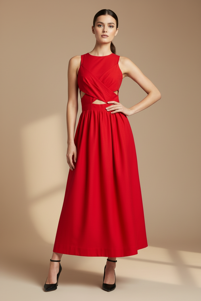 Halter Cut-Out Flare Dress