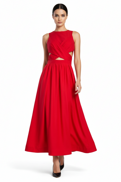 Halter Cut-Out Flare Dress