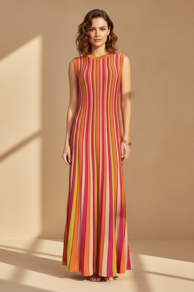 Vertical Stripes Midi Dress