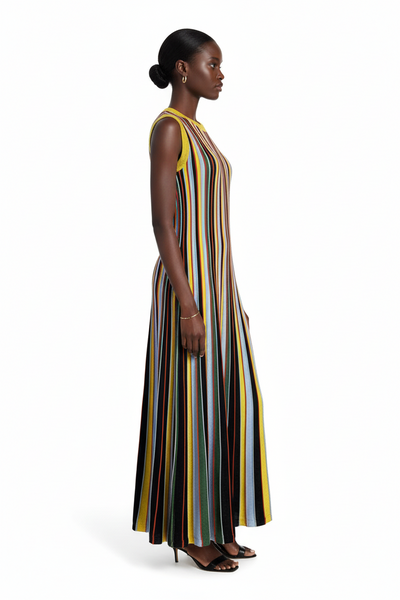 Vertical Stripes Midi Dress