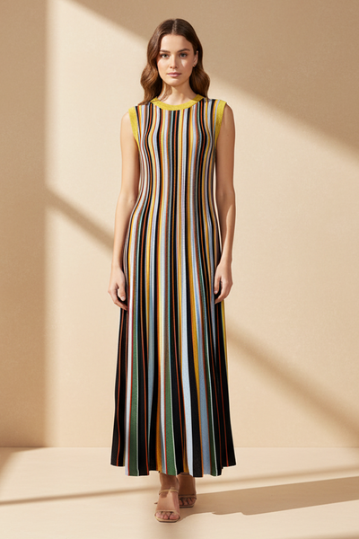 Vertical Stripes Midi Dress