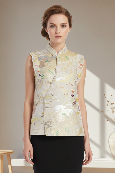 Abstract Print Wrap-Style Top