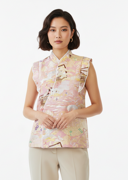 Abstract Print Wrap-Style Top