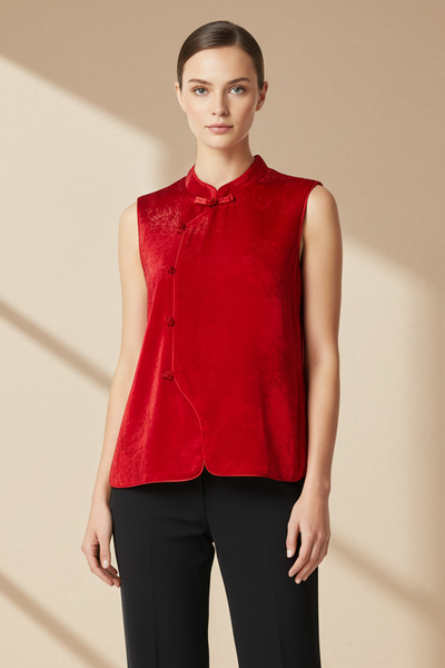 Mandarin Collar Vest Top