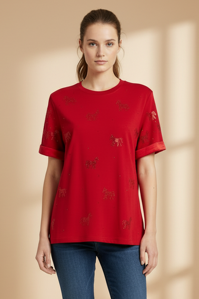Sequin Horses Motifs Tee