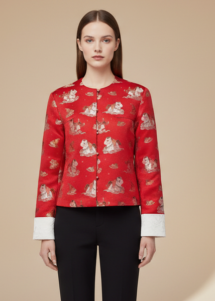 Horse Motifs Relaxed Blazer