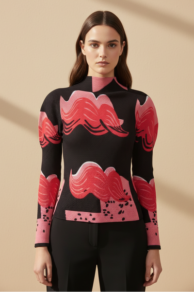 Wave-like Pleated top