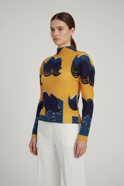 Wave-like Pleated top