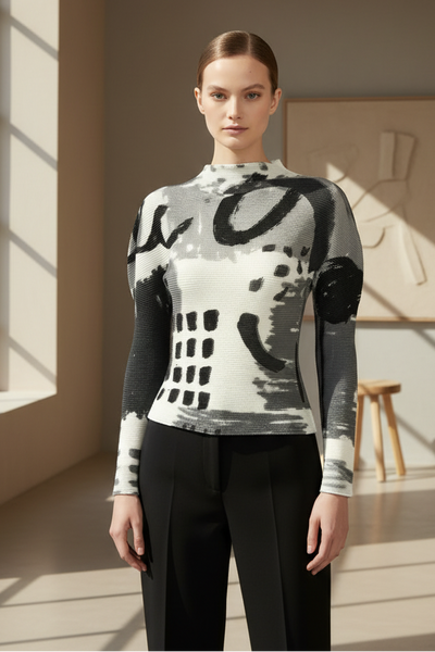 Irregular Pattern Pleated Top