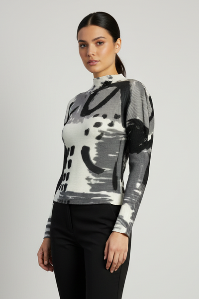 Irregular Pattern Pleated Top