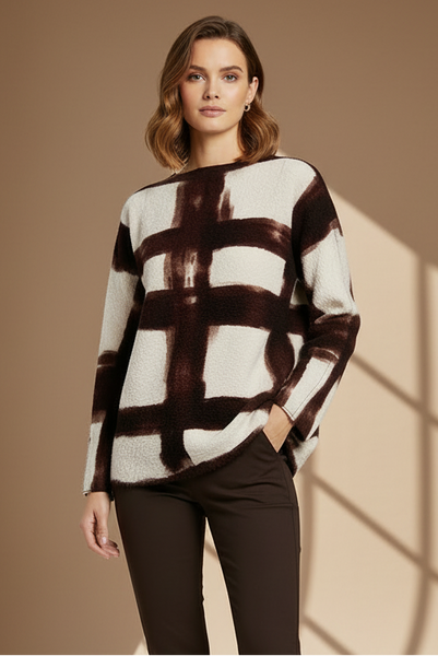 Abstract Print Creased Top