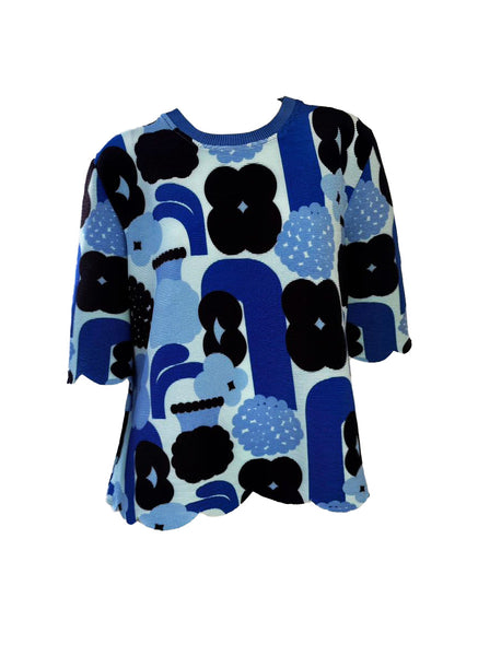 Abstract Floral Pleated Top