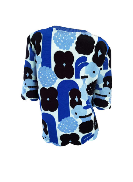 Abstract Floral Pleated Top