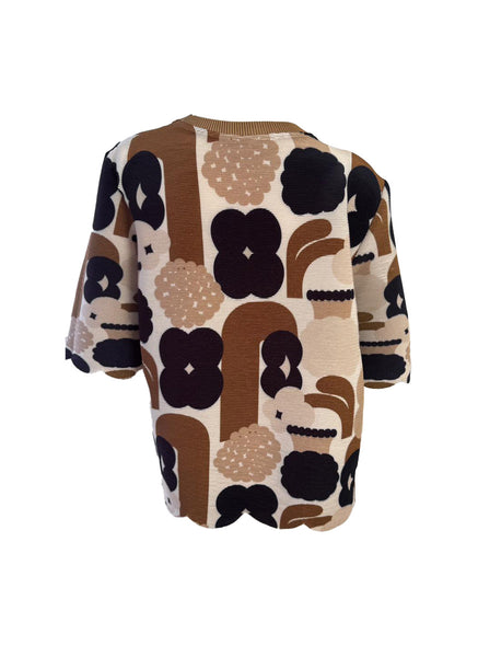 Abstract Floral Pleated Top