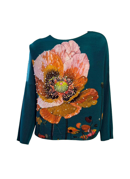 Bold Floral Pleated Top