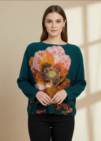 Bold Floral Pleated Top