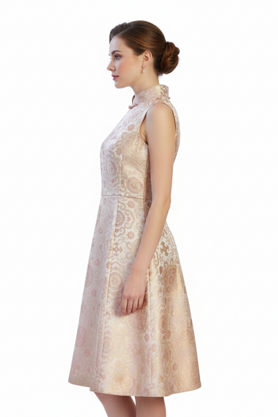 Circular Motifs Floral Cheongsam