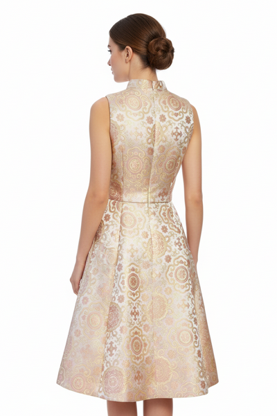 Circular Motifs Floral Cheongsam