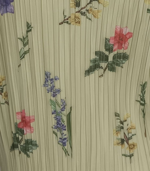 Multicolored Floral Accents Pleats Cardigan