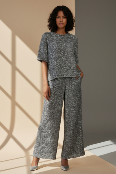 Textured Zigzag Top & Pants Set