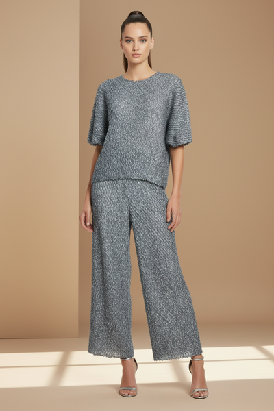 Textured Zigzag Top & Pants Set