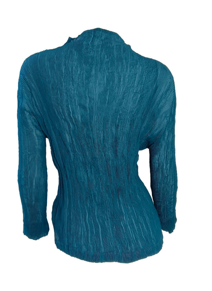 Sheer Crinkled Zipper Cardigan